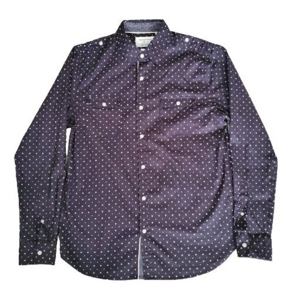 Paper Denim & Cloth Men's Polka Dot Stretch Fabric Slim Casual Shirt Size Medium - Picture 1 of 8